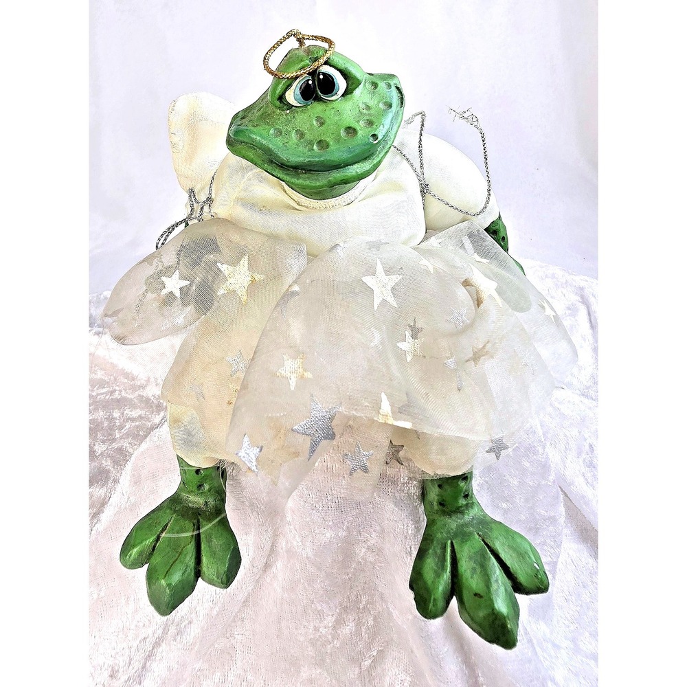 Vintage Russ Angel Frog Doll Plush 1994 Kelly Critter Factory Stars Dress Wings‎